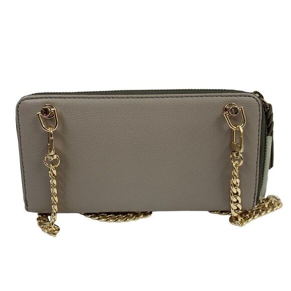 Fossil Womens Tara Zip Clutch in Gray Leather WOC on Chain - Picture 7 of 8